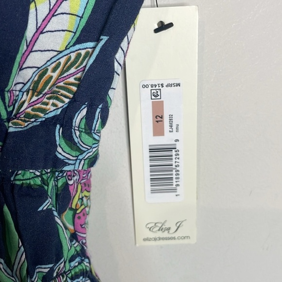 Eliza J | Women's Floral Bird Print Cotton Midi Sundress Size 12 NWT - Picture 5 of 8